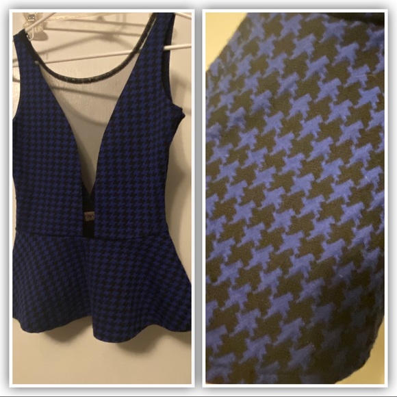 NaaNaa Houndstooth Peplum Top - Picture 2 of 2